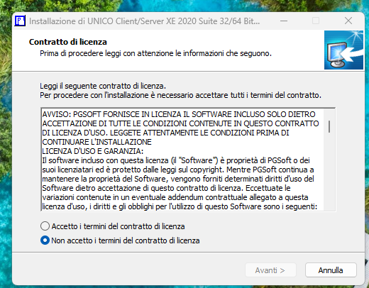 Seconda fase dell'installazione